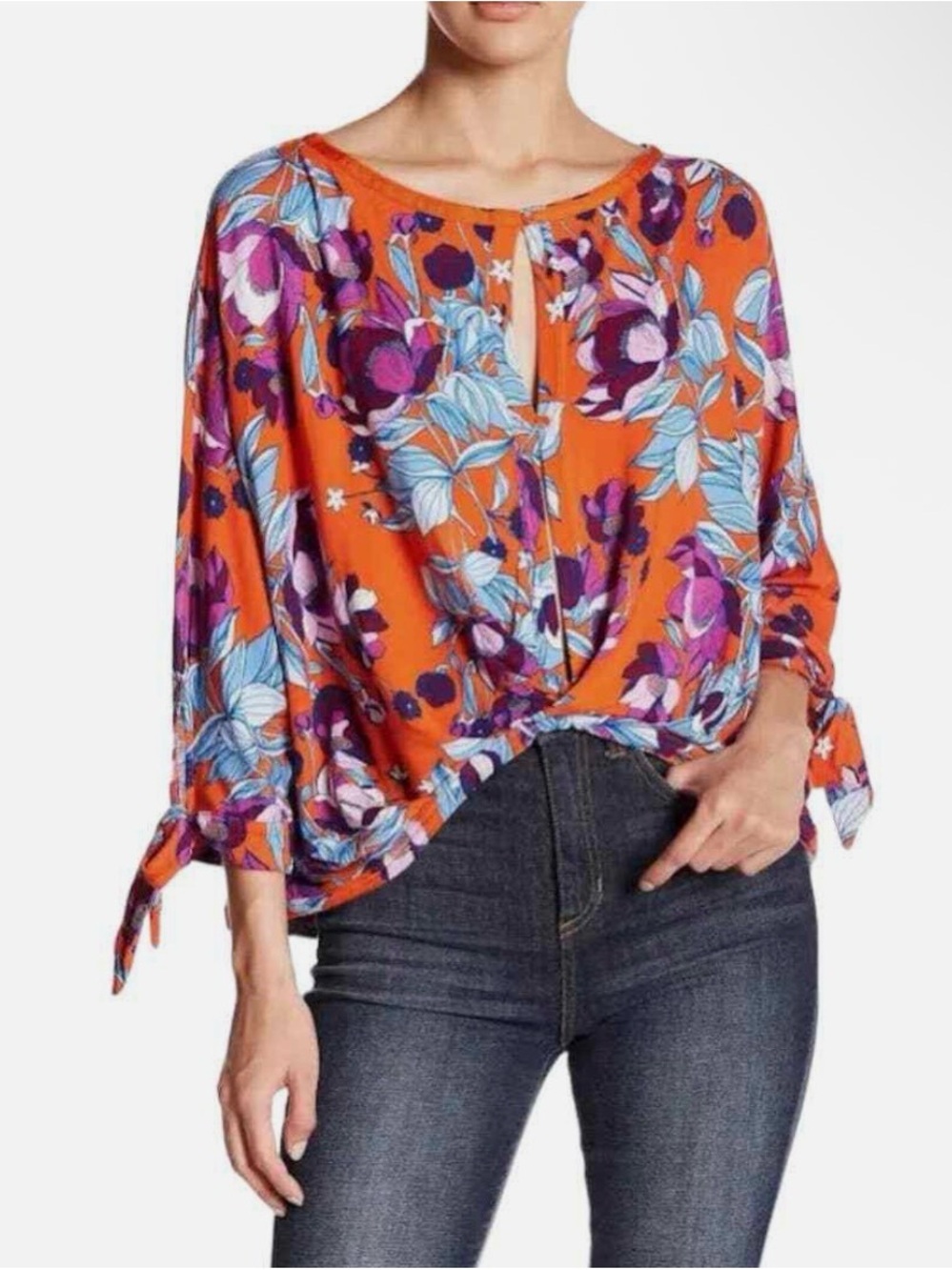 Free People Women’s Orange Floral top